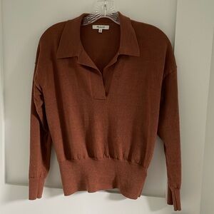 Madewell Rust Polo Collared V neck sweater in good condition